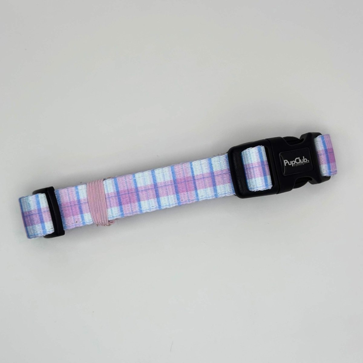 Pink Tartan Dog Collar | Adjustable Neoprene-Lined Collar for Dogs