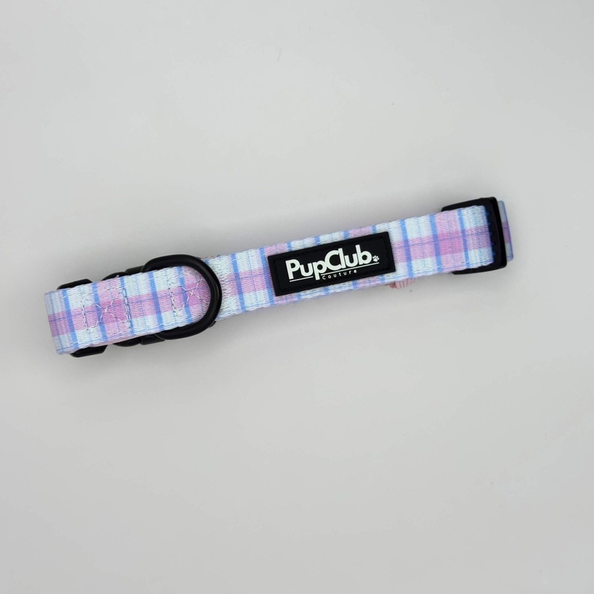 Pink Tartan Dog Collar | Adjustable Neoprene-Lined Collar for Dogs