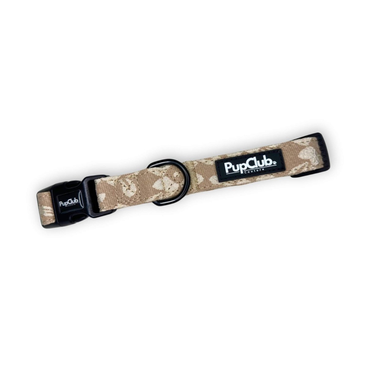 Floral toffee dog collar with metal D-ring and PupClub logo patch