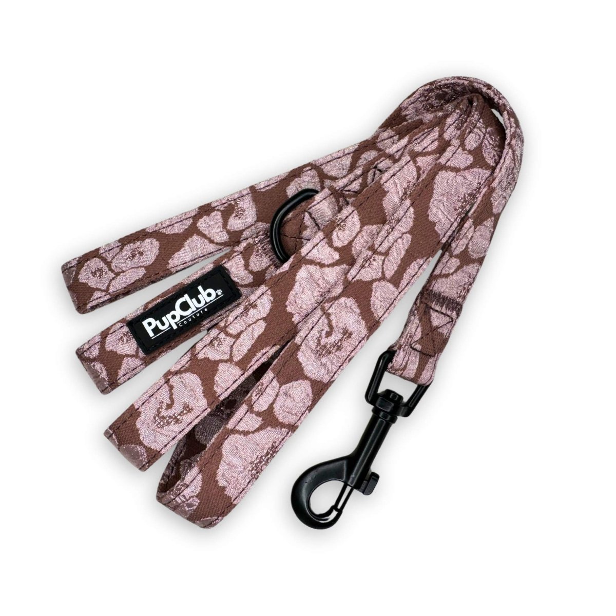 Luxe Lead - Mocha Petals | Padded Handle | 5ft Embroidered Dog Lead