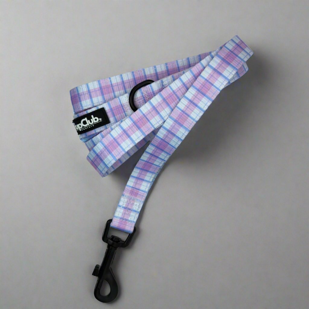 Pink Tartan Dog Lead | Padded Neoprene Handle | 5ft
