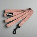 Pink tweed dog lead with black webbing and clip, PupClub Couture label