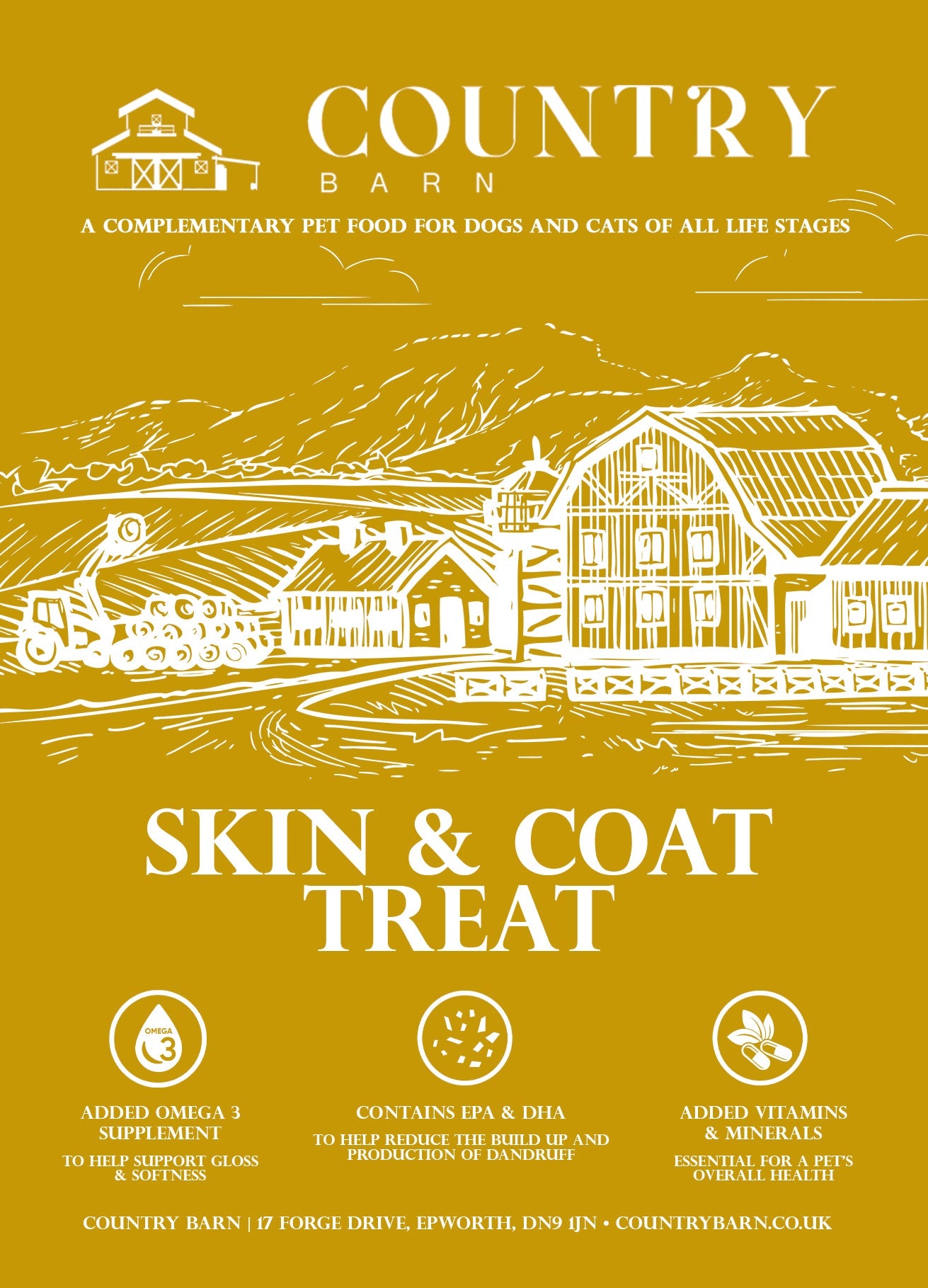 Skin & Coat Boost Chicken Dog Treats | Omega-3, Zinc & Biotin for a Healthy, Shiny Coat
