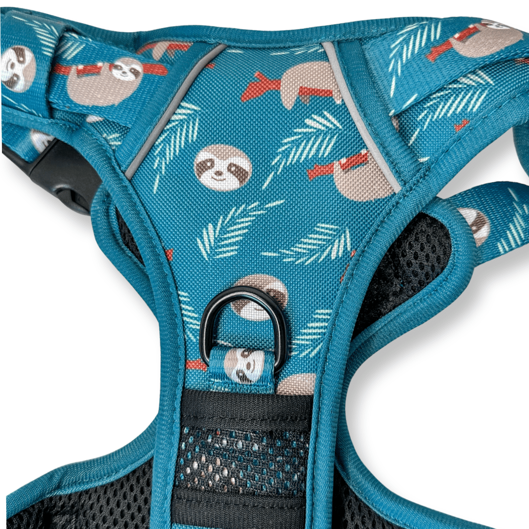 Lazy Sloth No-Pull Tactical Dog Harness – Mint Green Sloth Print | Pup Chic Boutique