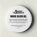 White jar of Magic Silver Gel skin support gel for dogs & cats, 50g, fragrance-free.