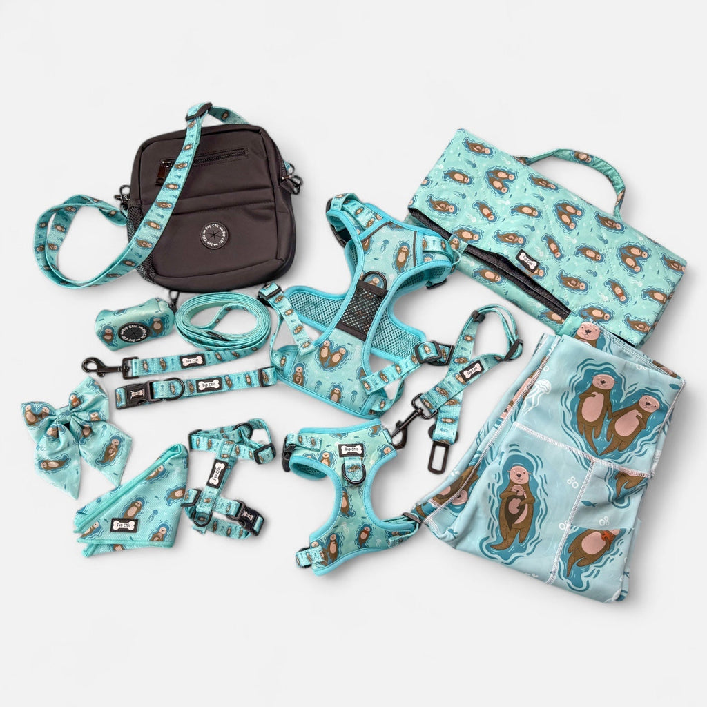 Otterly Lovely Sailor Bow – Teal Otter Print | Pup Chic Boutique