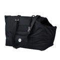 Black fabric pet carrier with front pocket and crossbody shoulder strap
