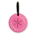 PupClub mauve round poop pocket clip with black carabiner ring