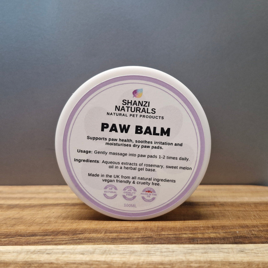 Natural pet balm tin with lavender label, round jar, 100 ml