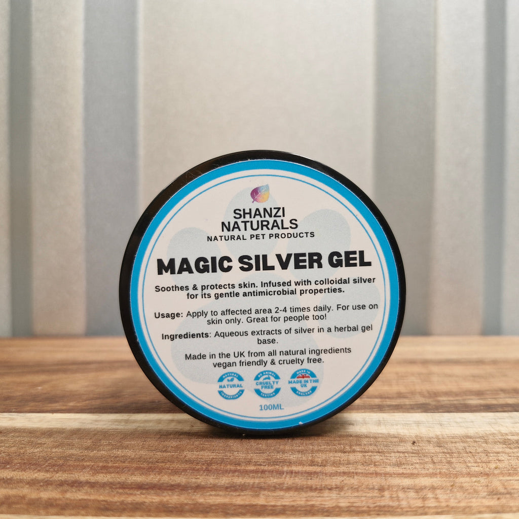 Magic Silver Gel jar with blue rim and Shanzi Naturals label, 100ml
