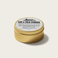 Shanzi Naturals Ear & Fold Powder tin with round gold lid label for dogs and cats