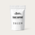 Yeast support powder for dogs in white resealable pouch