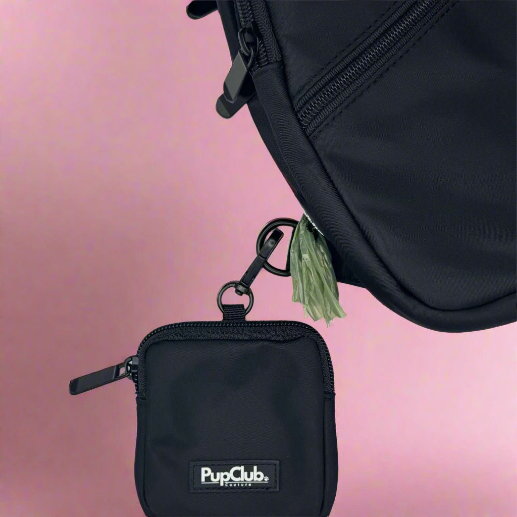 Dog Walking Sling Backpack – Black | Water Resistant | PupClub Couture
