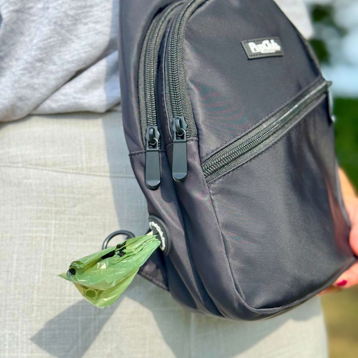 Dog Walking Sling Backpack – Black | Water Resistant | PupClub Couture