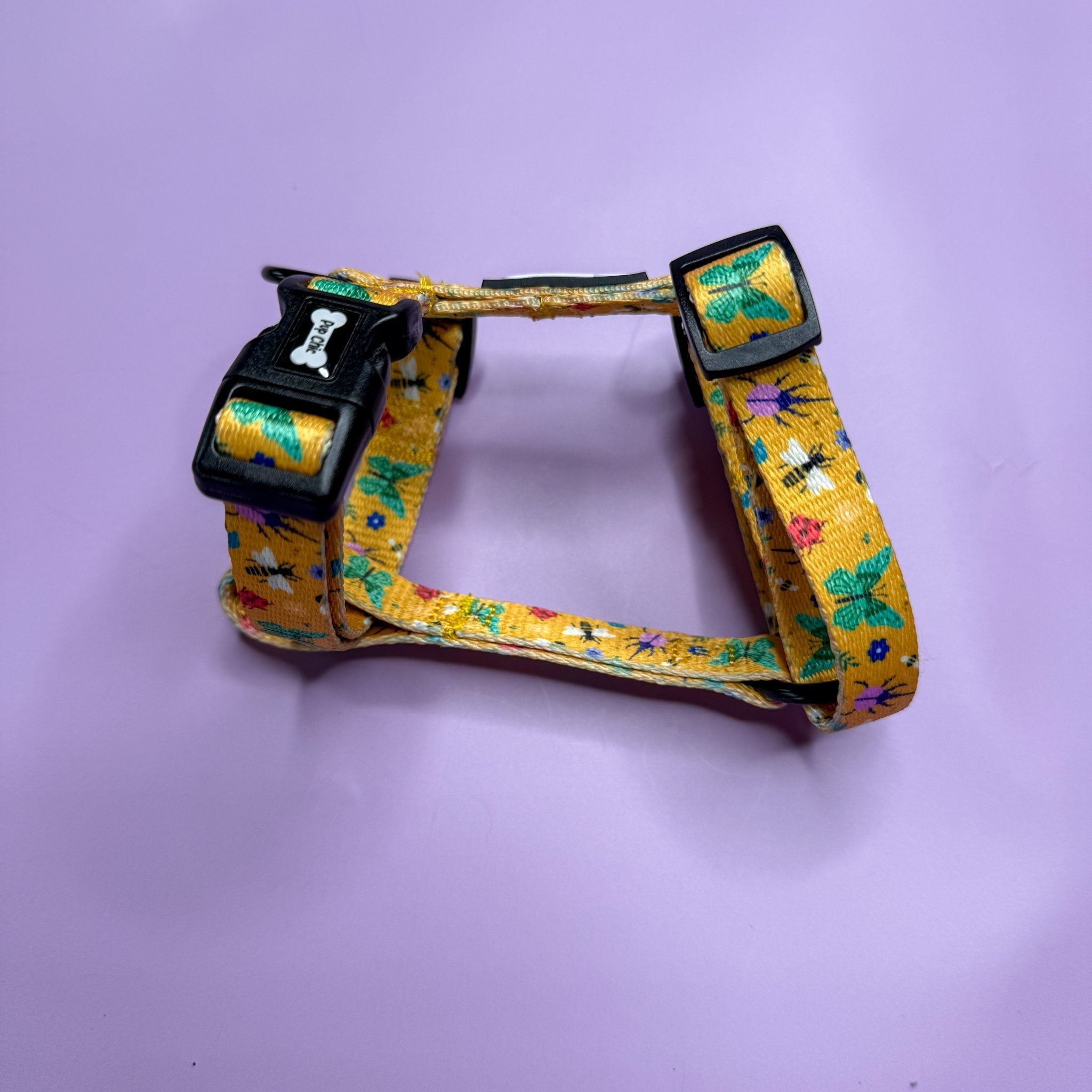 Summer Buzzin' XXXS Puppy Strap Harness – Mustard Bee Print | Pup Chic Boutique